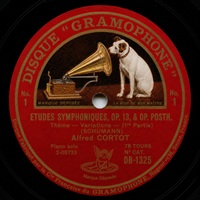 Disque Gramophone : Cortot - Schumann Symphonic Etudes